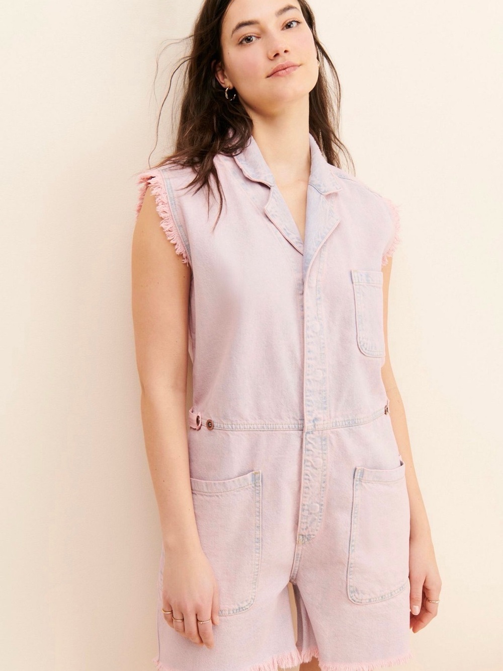 ✨ One Teaspoon Palisades‎ Distressed Denim Jumpsuit Pink Distressing Size Large